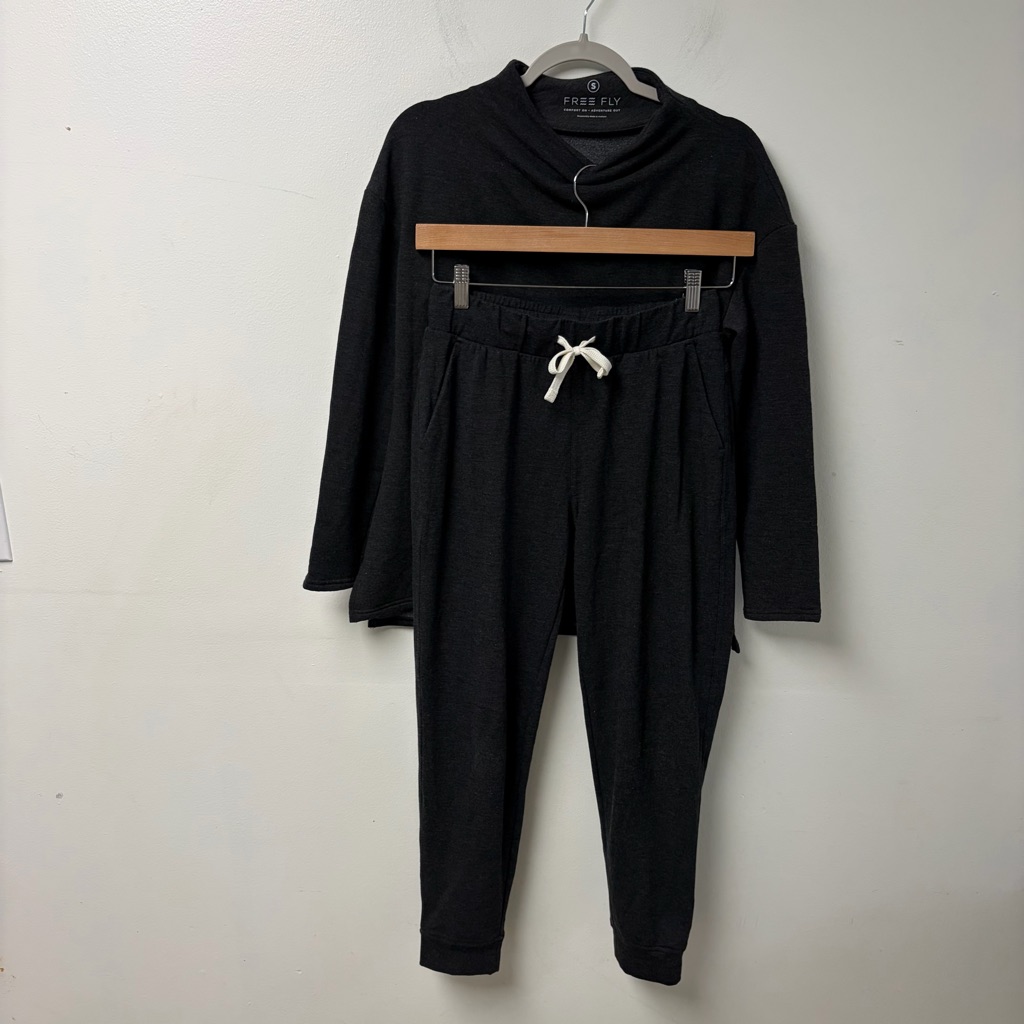 Free Fly Set Bamboo Mock Neck Pullover / Jogger Size Small Dark Gray